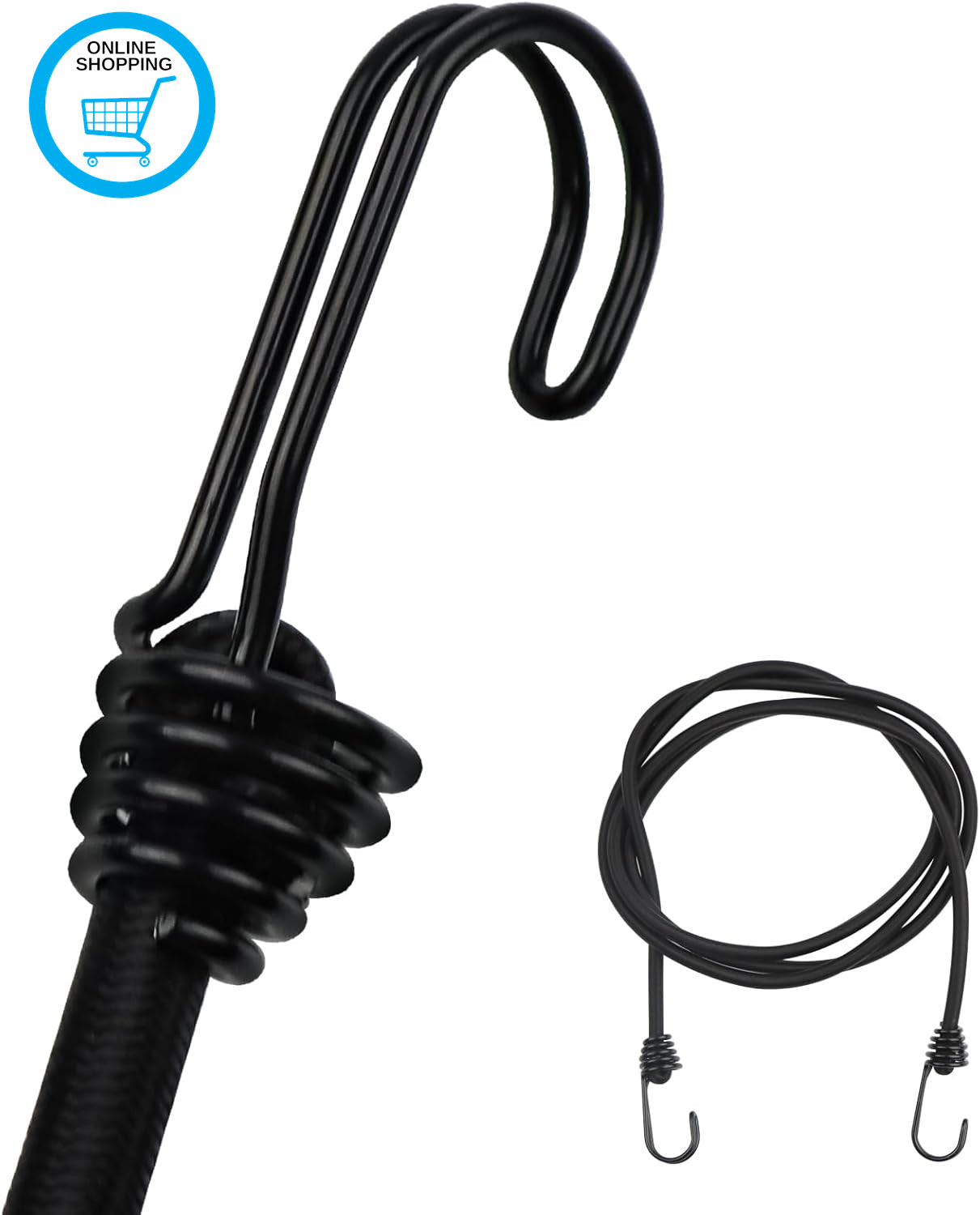 Bungee Cord with Double-Row Hook 2M Heavy Duty Bungee Straps, Luggage Tie Downs