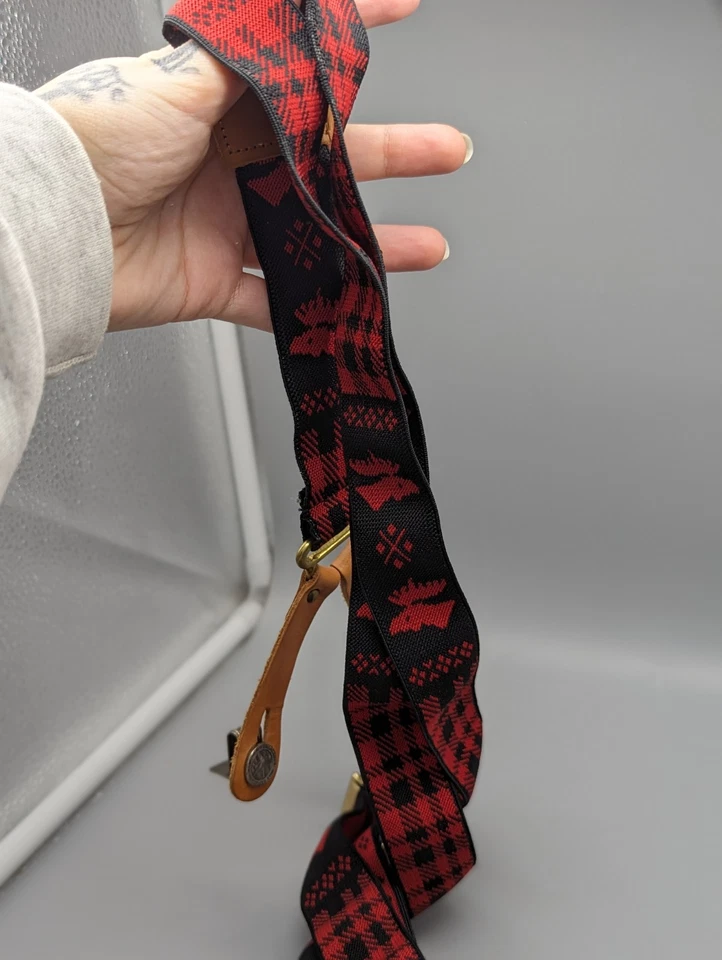 Polo Ralph Lauren клетчатые красные черные лосиные подтяжки скобы кожа зимние - Изображение 4 из 4