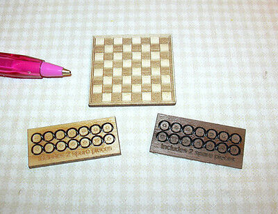 DOLLHOUSE Miniatures 1:12 Scale? Miniature Laser-Cut Checker Board w//Checkers