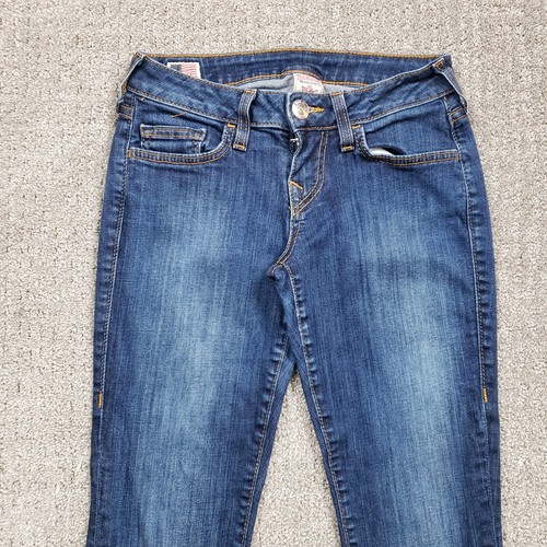 TRUE RELIGION Low Rise Bootcut Jeans Women size 26 Blue Trisha Made in USA 26x31 - Picture 3 of 16