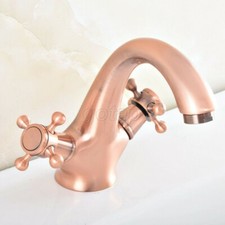 Bathroom Basin Sink Taps Bath Mixer Tap Dual Handles Antique Red Copper Faucet
