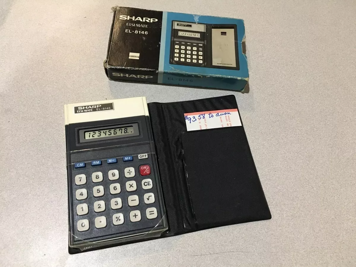 Sharp Elsimate EL-8146 Calculator Complete w/Box & Wallet FREE SHIPPING!
