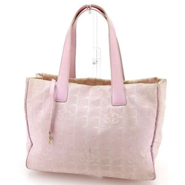 CHANEL New Travel Line Tote Bag Pink Nylon Shoulder Hand Bag W 35cm Japan  [Used]