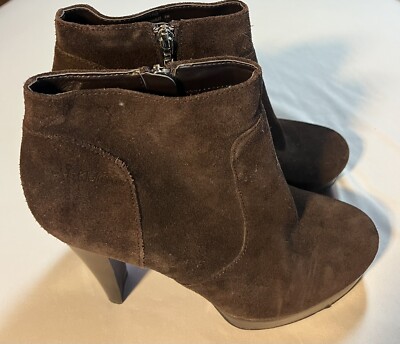 Calvin Klein Brown Suede Dress Bootie Ankle Boots High Heel 