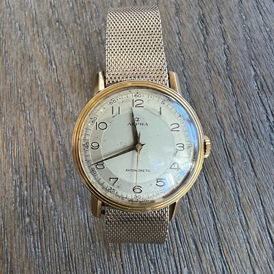 Vintage ALPHA Swiss Made Mechanical Watch 1950s Original Box Runs