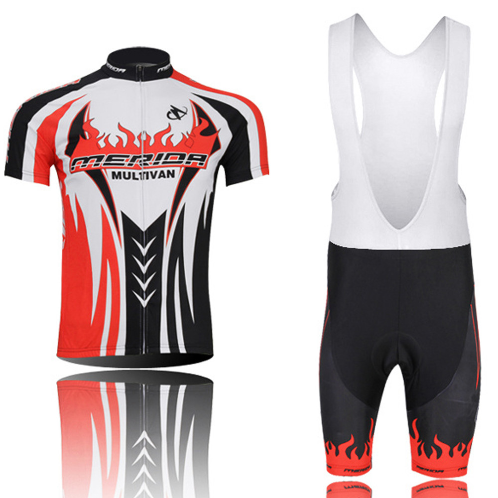 Merida Red Fire Mens Cycling Jersey and (Bib) Shorts Kit Bike