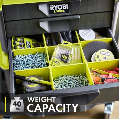 Caja de Herramientas Ryobi LINK 3 Cajones Modular Resistente a Impactos Organizar Tienda Herramientas - Imagen 5 de 8