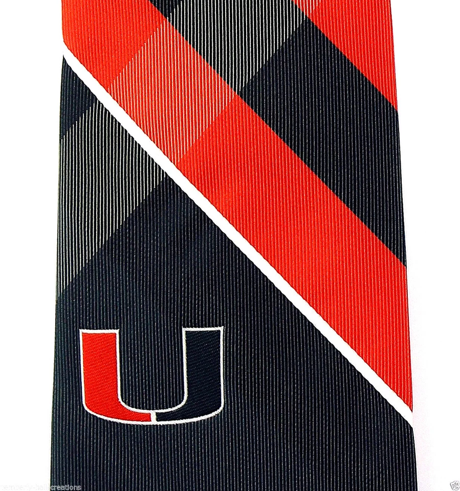 Gravata masculina Miami Hurricanes logotipo universitário xadrez verde gravata  - Imagem 2 de 3