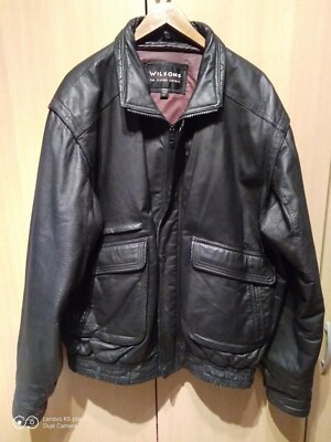  Wilsons Lederjacke, echtes Leder, Gr. XL, Farbe schwarz