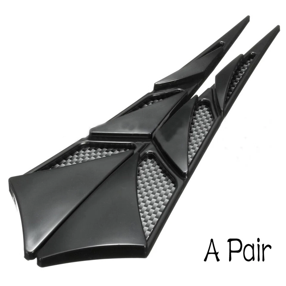 Juego de 2 pegatinas de flujo de aire laterales de ventilación para capó de simulación de coche negras Foto 3 de 4