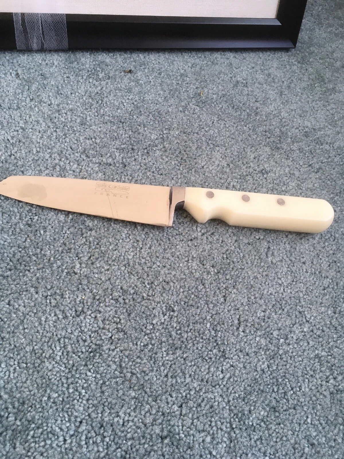 RARE CP FRANCE CHEF KNIFE SERRATED TIP 5 1/2 INCH SHARP AND NICE