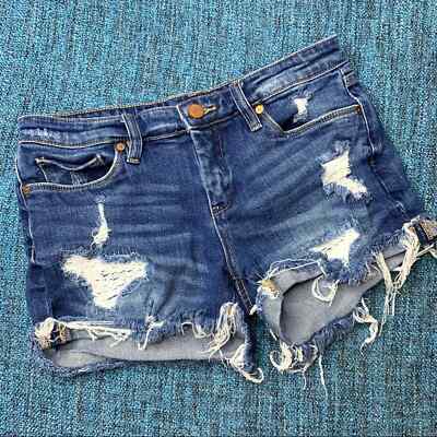 Blank NYC Distressed Tomboy Denim Shorts Size 26 Women's Raw Hem