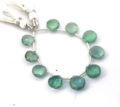 Green Fluorite Faceted Heart Shape Pair Briolettes, Green Color Fluorite Faceted - Picture 5 of 6