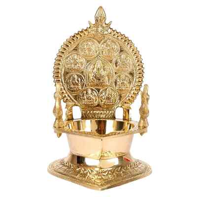 Große Messing Diya Kamakshi Deepak Diwali Diya Öllampe Heimdekoration 7,5 Zoll