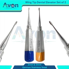 Straight Wing Tipped Elevator Set of 2pcs - 2mm & 3mm, Animal Tooth Extraction