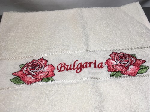 Beautiful Rose Hand-Embroidered Stitched Hand Towel Made in Bulgaria Linen - Picture 2 of 6