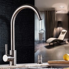 Kitchen Sink Taps 360 Swivel Spout Brushed Nickel 1 Hole Basin Mixer Faucets