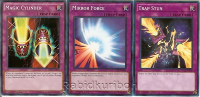 Yugioh Mirror Force + Magic Cylinder + Trap Stun - Set Staples | eBay