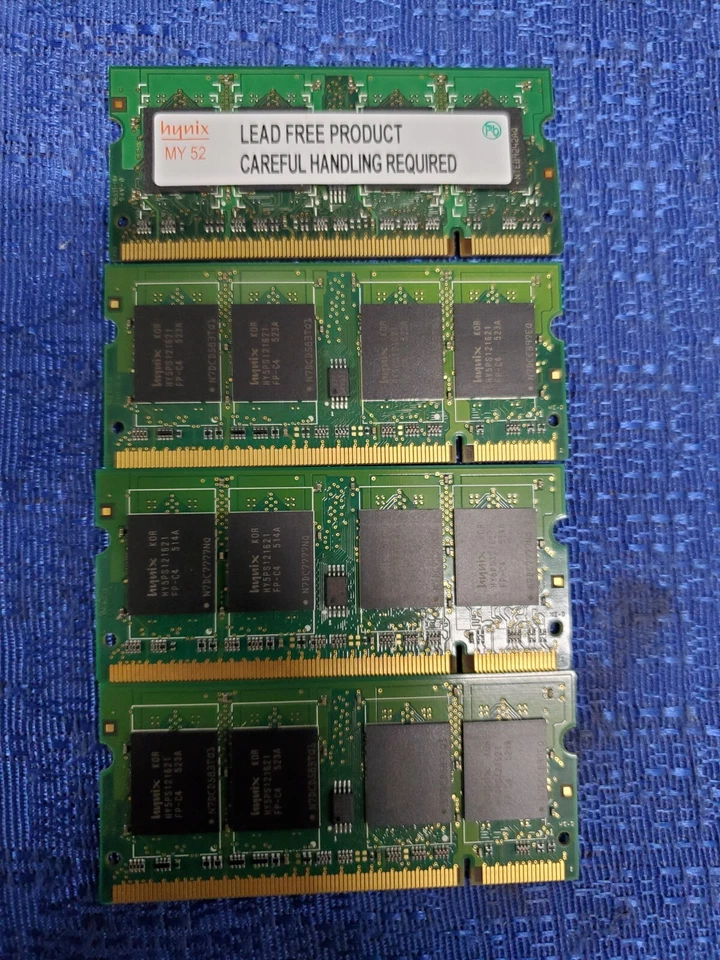 Lot of 4 Hynix 512MB SO-DIMM Memory RAM 2Rx16 PC2-4200S-444-12 HYMP564S64BP6-C4 - Image 2 of 2