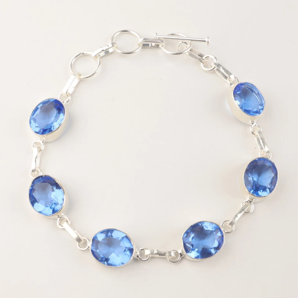 Pulsera de plata 925 con piedras preciosas naturales de tanzanita para mujer Foto 2 de 4