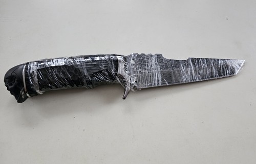 Black Skull Kopf Schädel Damast messer 27cm Damaskus Jagdmesser, Lederetui, neu - Bild 6 von 10