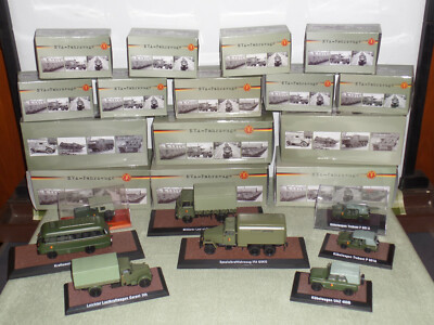 DDR Sammlung NVA Atlas 1:43 in OVP + Blatt Auswahl SPW Tatra IFA Robur Trabant