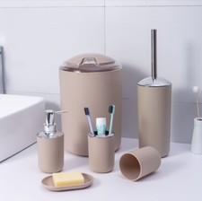 SET BAGNO 6pz Spazzolone, Dispenser sapone, cestino, Bicchiere E Portasapone