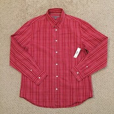 Old Navy Shirt Mens Large Red Plaid Long Sleeve Button Up