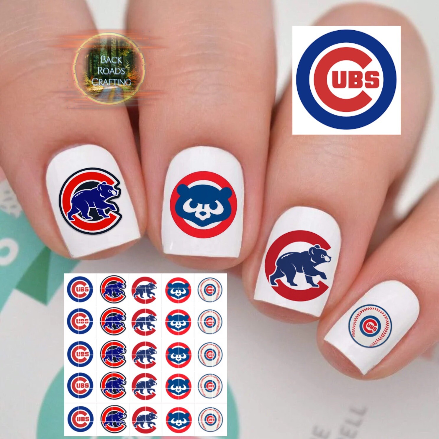 Chicago Cubs Baseball Waterslide Nail Art Decals Set Of 50  Instructions