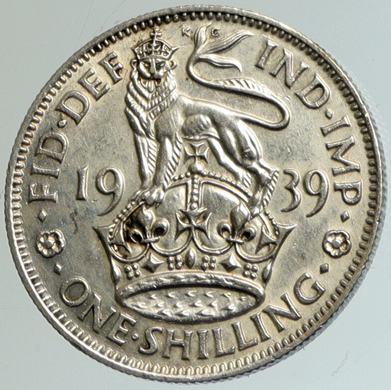1939 Great Britain UK United Kingdom SILVER SHILLING Coin King