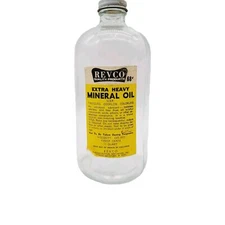 Revco Extra Heavy Mineral Oil Antique Clear Bottle Paper Labels 8"
