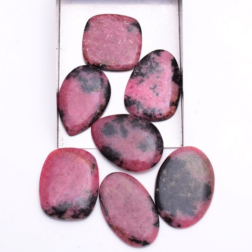7 Pcs Natural Rhodonite 27mm-37mm Cabochon Untreated Huge Loose Gemstones Lot - Picture 6 of 8