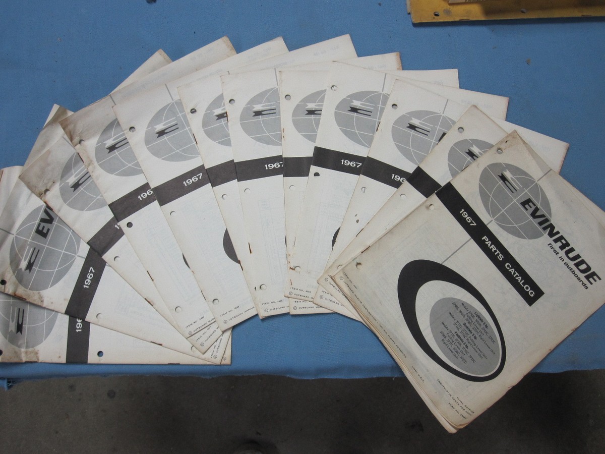 1967 Evinrude Dealer Parts List 12 Catalog Set 3,5,6,9.5,18,33,40