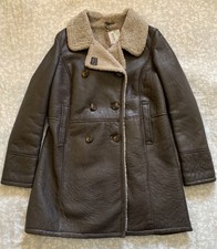 New Womens Gerard Darel Brown Shearling Sheepskin Jacket Coat, Size 14 Uk