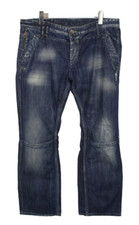 JACK & JONES Icon Jeans Men's W36/L34 Distressed Whiskers Button Dark Regular