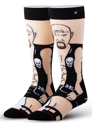 WWE STONE COLD STEVE AUSTIN ODD SOX Crew Socks (US Men's Shoe Sz. 6-13) NWT $15