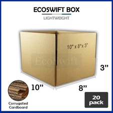 20 10x8x3 EcoSwift Cardboard Packing Moving Shipping Boxes Corrugated Box Carton
