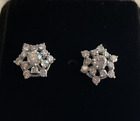 Earrings 14K White Gold Beautiful Vintage Diamond Cluster
