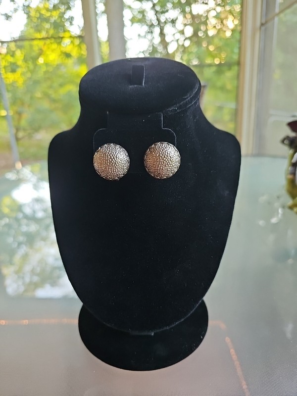 Vintage Silver Round Earrings Screw Backs Estate Sale 1950s 1960s 
