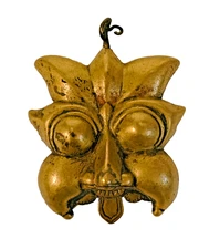 1800's Old Vintage Antique Brass Embossed Yali Head Face Mask / Figure / Statue