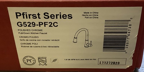 Pfister Pull-Down Kitchen Faucet Single Handle Polished Chrome G529-PF2C. W1 - Picture 7 of 8