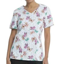 Scrubstar Women's V-Neck Top Butterfly Express Scrub Top Size Small
