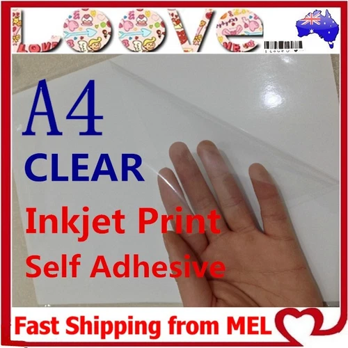 20x A4 Transparent Clear Glossy Self Adhesive Sticker Paper Label Inkjet Print