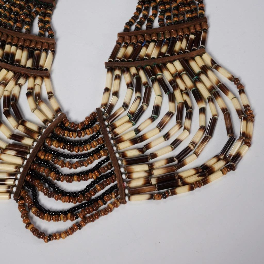 TRIBAL PORCUPINE QUILL BEADED MULTI STRAND NECKLACE POSSIBLY