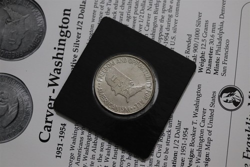 π§ πΊπΈ USA 1952 CARVER WASHINGTON HALF DOLLAR WITH COA B67 #250 - Picture 2 of 3