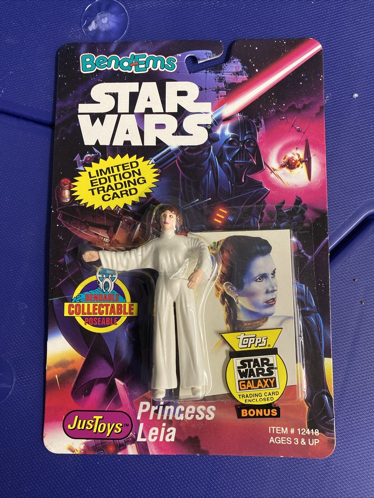 Vintage - Star Wars Bendems - Princess Leia Figure & Card 1993 Justoys  #12418