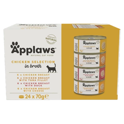 24 x 70g Applaws Natural Wet Cat Food Tins Chicken Selection Multipack in Broth