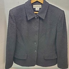 Jones New York Black Textured Blazer Jacket Womens Size 14 Button Front Classic