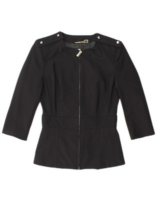 ELISABETTA FRANCHI Womens 3/4 Sleeve Blazer Jacket IT 42 Medium Black EH06