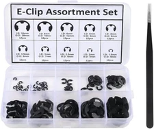 120PCS E-Clip External Circlip Retaining Clips Assortment Set Hardened Steel